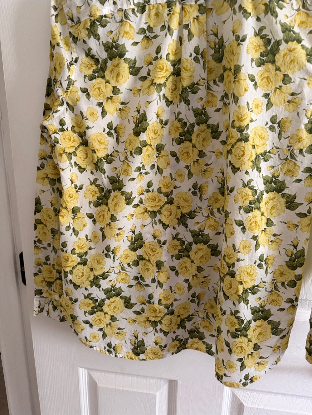 J. Crew Yellow Rose Print Ruffle Collar Cotton Blouse - Picture 9 of 11